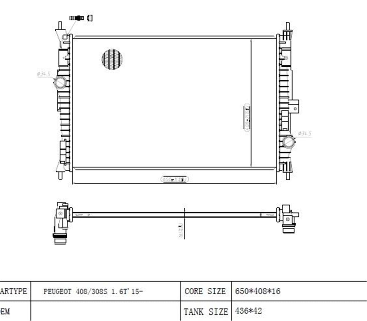 SU RADYATORU  FIAT DOBLO 1.5 23- PEUGEOT  3008 CITROEN C4 PICASSO 2012/ OPEL  ZA