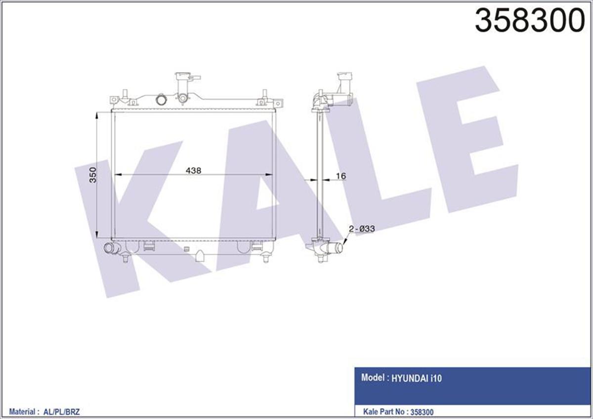Su Radyatörü Hyundaı İ10 350X438x16 Al-Pl-Brz