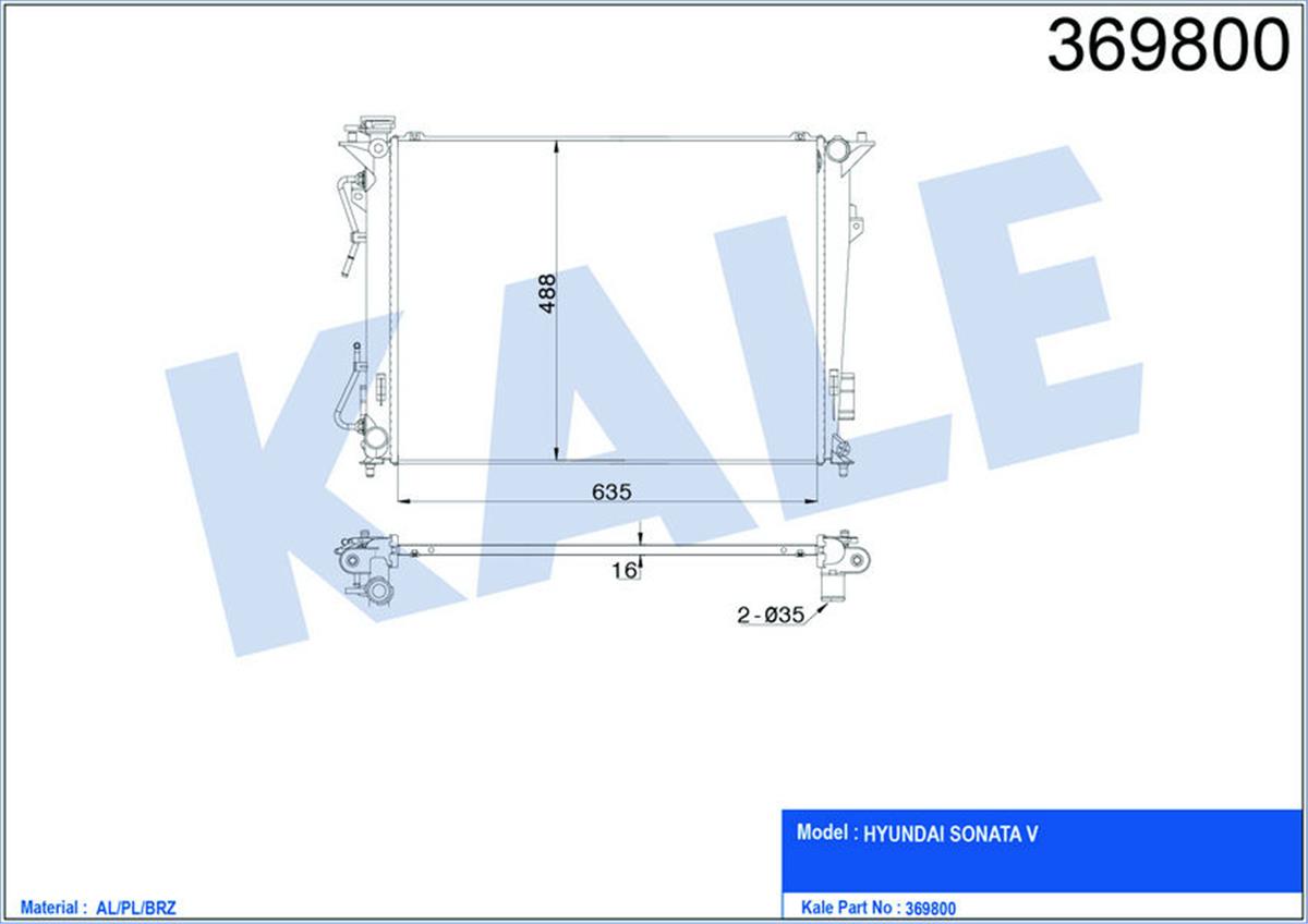 Su Radyatörü Hyundaı Sonata V-Magentıs Al/Pl/Brz 635X488x16