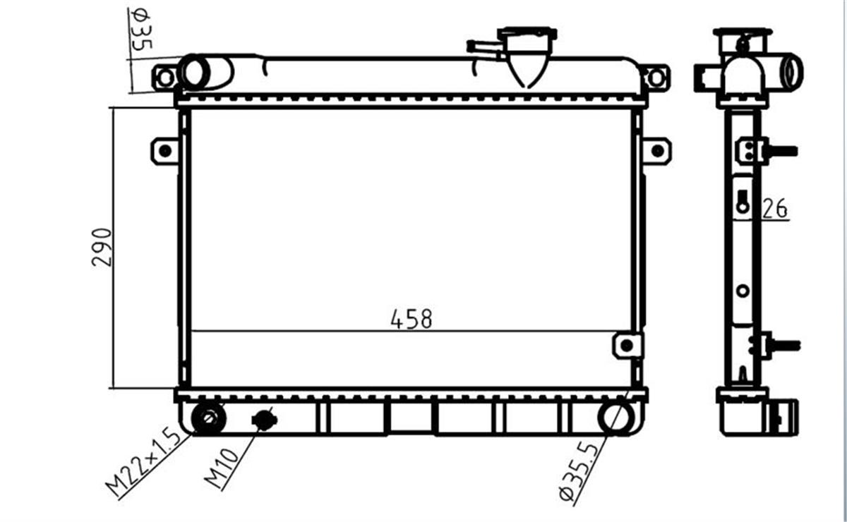 Su Radyatoru Kapaklı  Fiat 131 1.3 M-T 1979-1994.Brazıng 26Mm  290×458×26