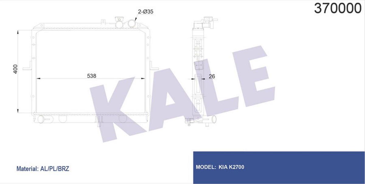 Su Radyatörü Kıa K2500 Al/Pl/Brz 400X538x26
