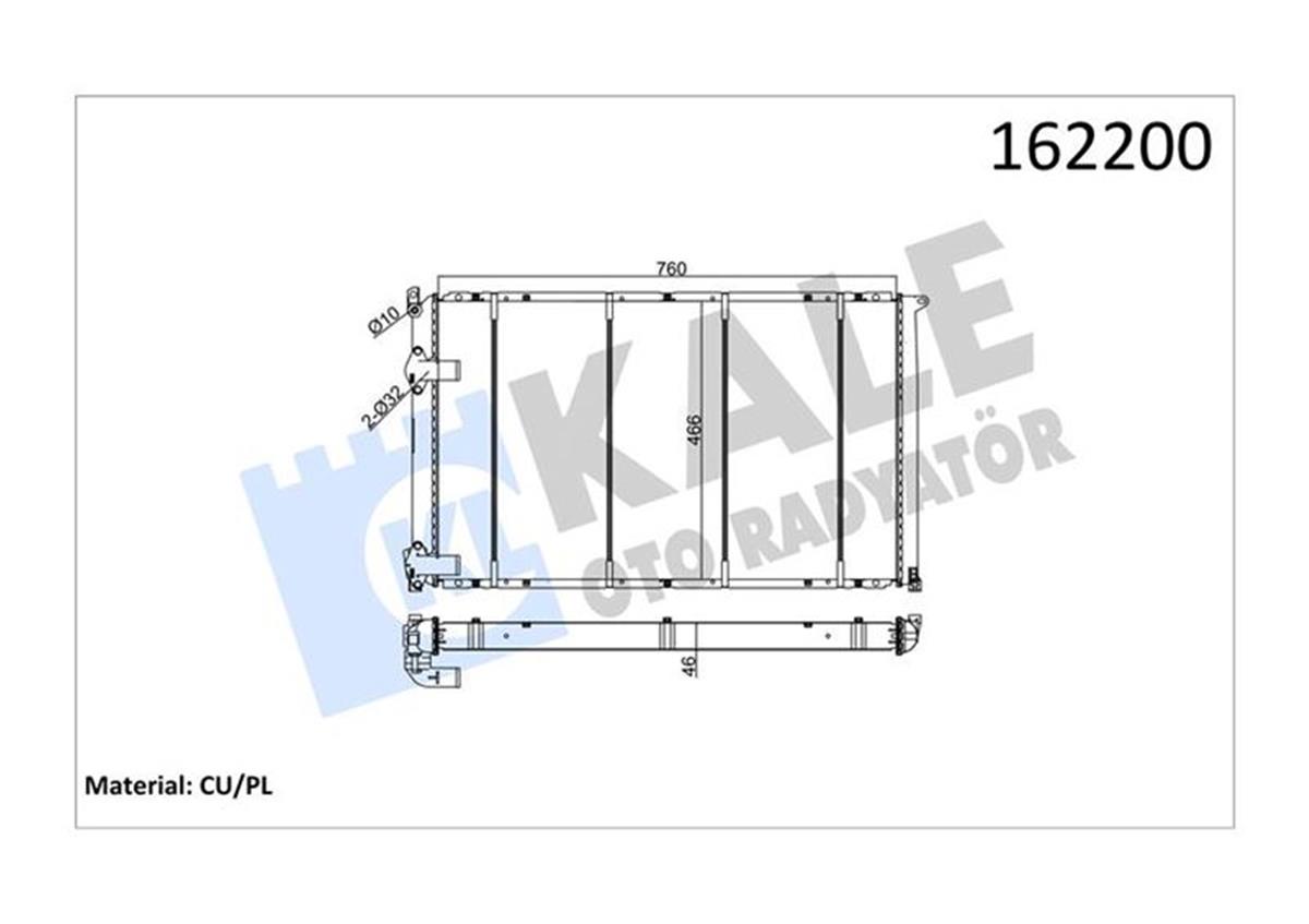 Su Radyatörü Master 2-Movano 2.5D 98-01 S8u Klimasız Mek 760X466x34 2 Sıra Cu P