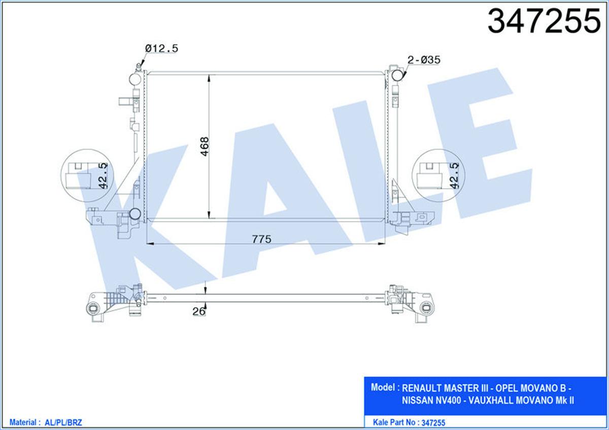 Su Radyatörü Master 3--Movano B 2.3Dcı-Cdtı 10 Klimalı 773X469x26 Mm