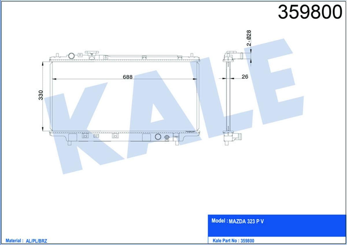 Su Radyatörü Mazda 323 P-V Al-Pl-Brz 330X688x16