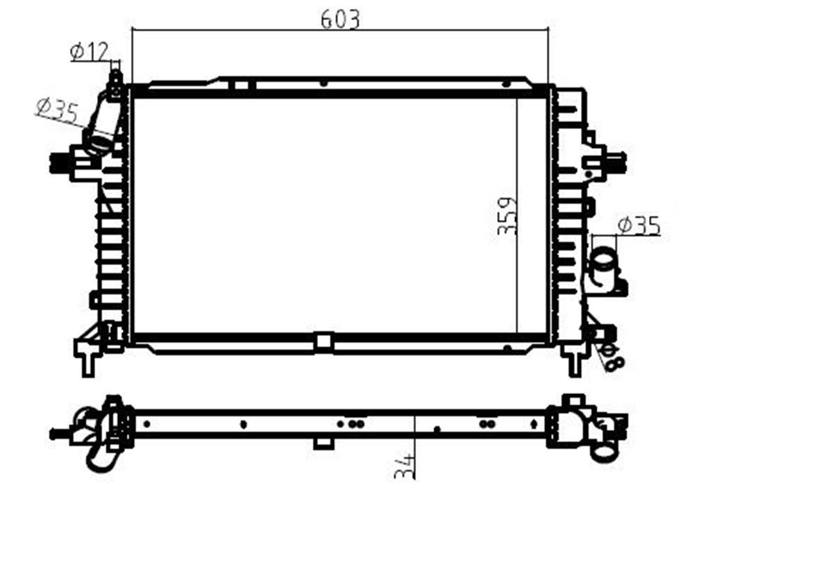 Su Radyatoru Mekanık Opel Astra H 1.3 Cdtı M-T Ac+/- 2004-2010  603×359×34
