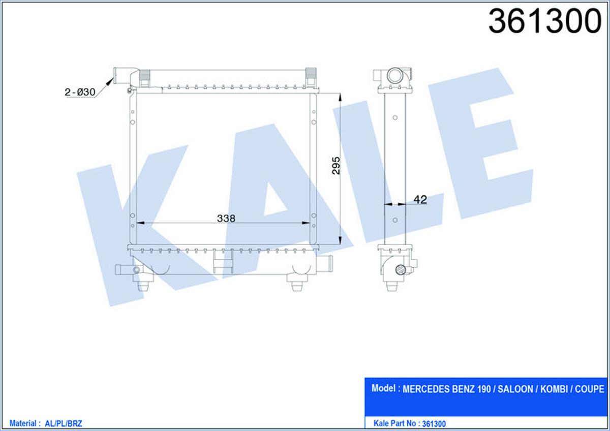 Su Radyatörü Mercedes Benz 190-200-220-230-200T-200Te-200Ce Al-Pl-Brz 295X338x40