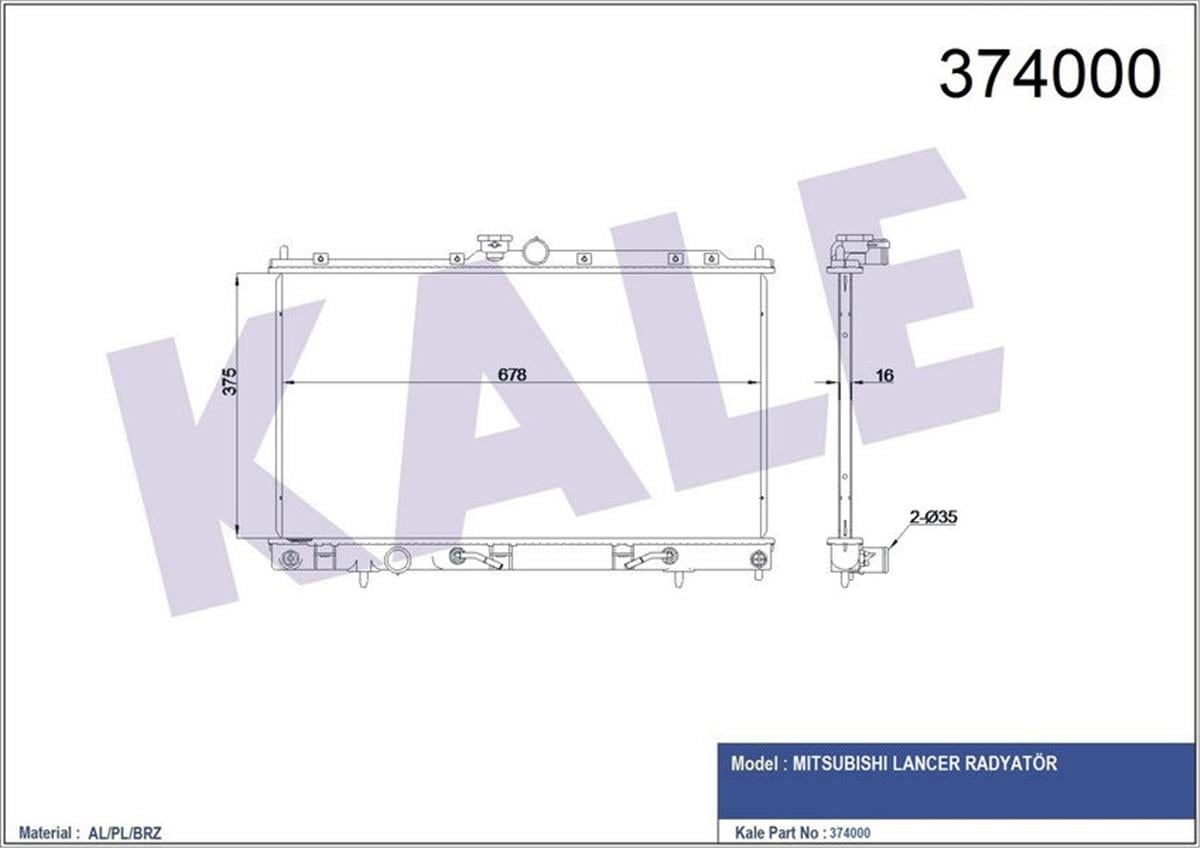 Su Radyatörü Mıtsubıshı Lancer Al/Pl/Brz 685X375x16