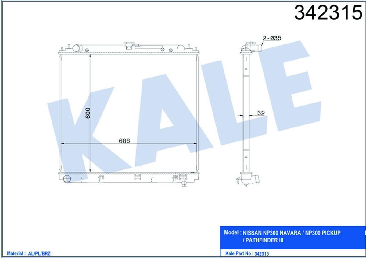 Su Radyatörü Nıssan Navara-Np300-Pathfınder Al-Pl-Brz