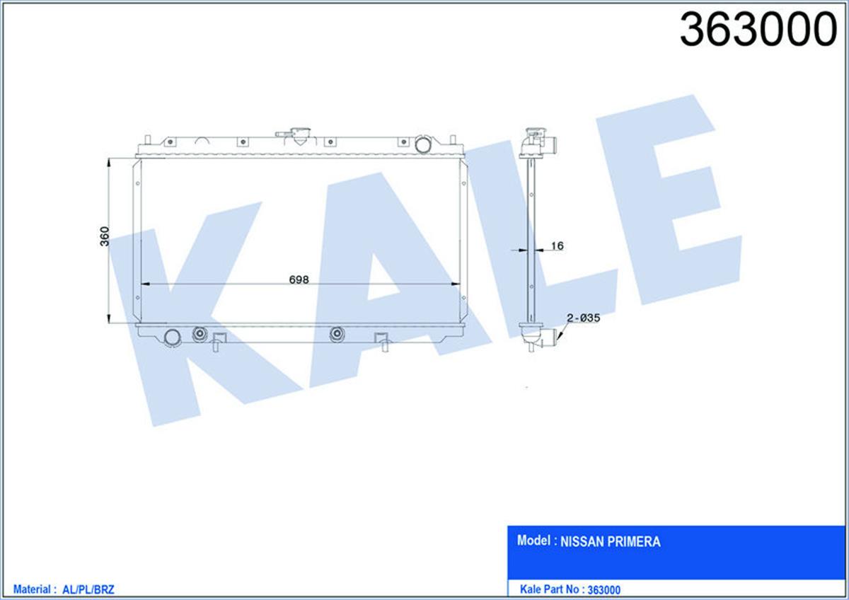 Su Radyatörü Nıssan Prımera Wp11/P11 Al/Pl/Brz 360X698x16