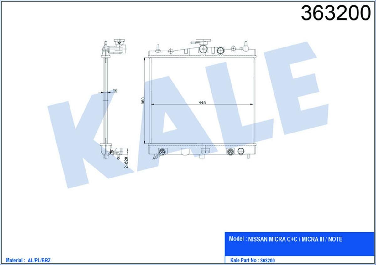 Su Radyatörü Note-Miç Ra Iıı-Miç Ra C C Al/Pl/Brz 500X381x16
