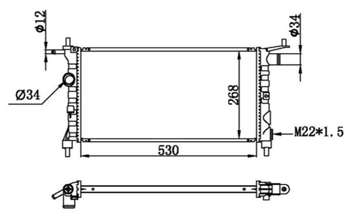 Su Radyatoru Opel:Corsa Combo 1.2 1.4 Nac 530X285x23
