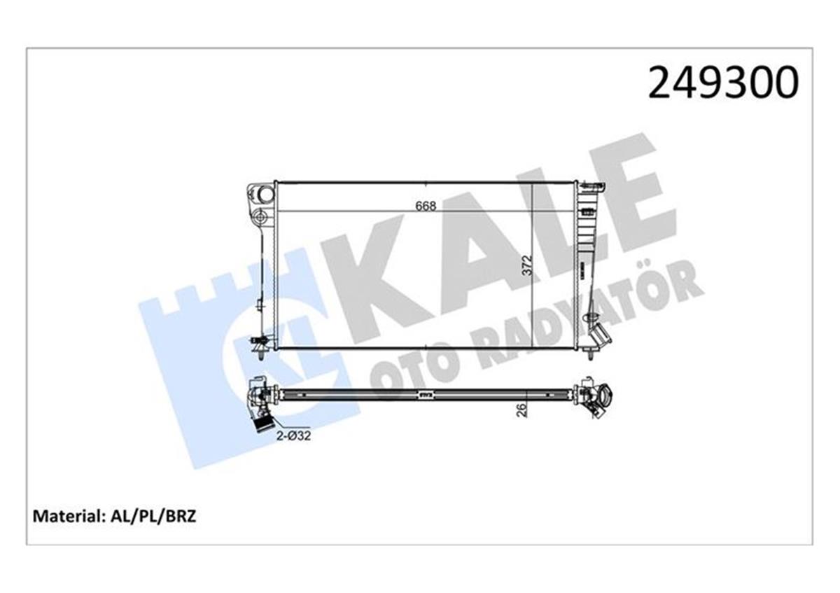 Su Radyatörü Partner-Berlingo-306-Xsara 1.9D Ac Mek 679X377x26 1 Sıra Alb Sistem