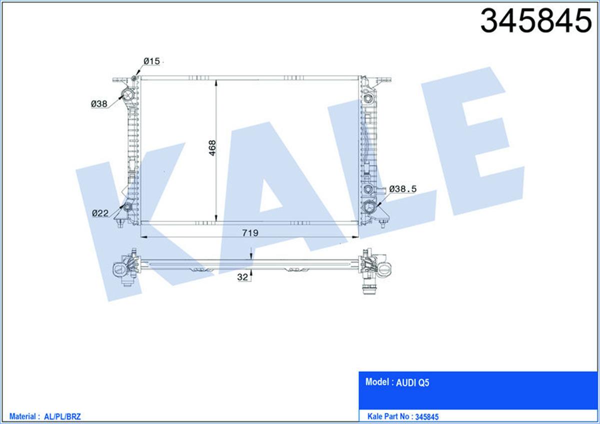 Su Radyatörü Q5 3.0 Tdi Guattro 08 720X470x32 Ac /- Mek Otom Al/Pl/Brz
