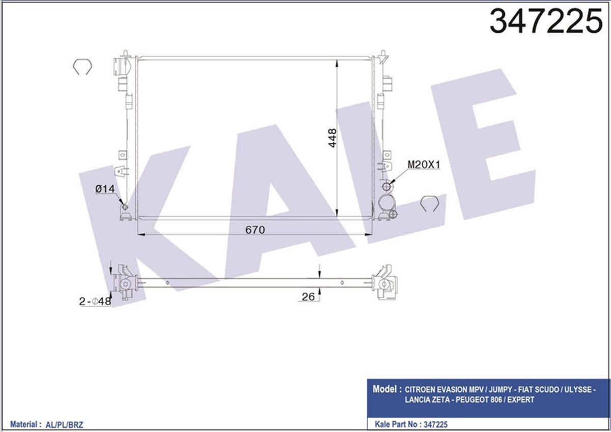 Su Radyatörü Scudo-Jumpy-Expert 1.9D-2.0Jtd Ac Klimasız Mek 669X470x27