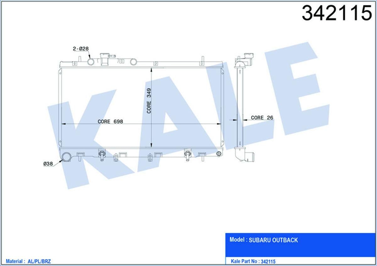 Su Radyatörü Subaru Outback Al-Pl-Brz