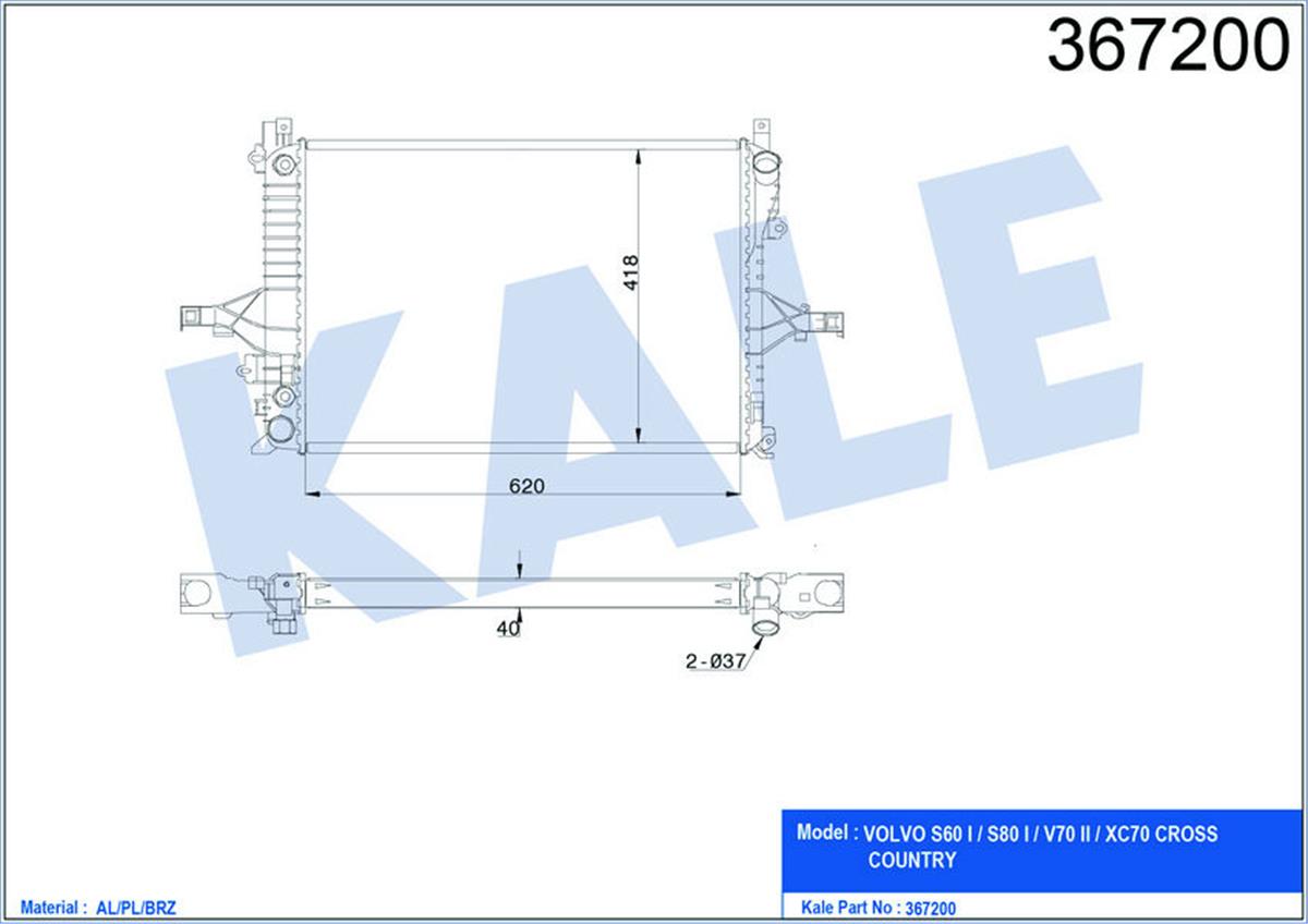 Su Radyatörü Volvo S60 01 10 S80 98-06 V70 00 07 Xc70 00 07