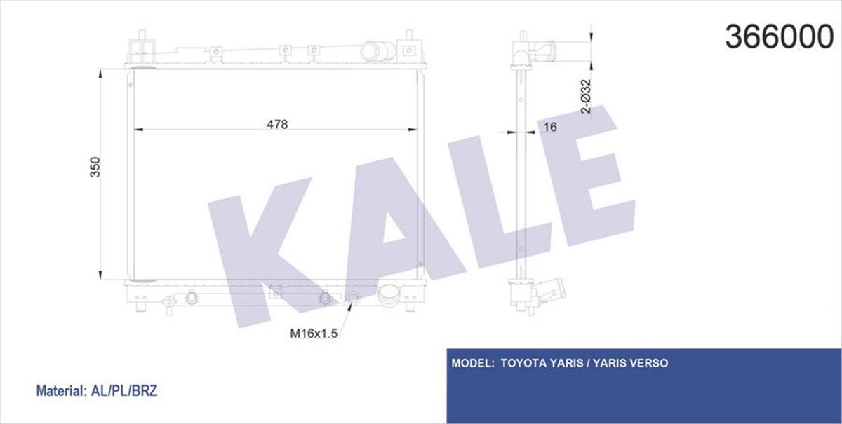 Su Radyatörü Yarıs-Yarıs Verso Al/Pl/Brz 350X478x16