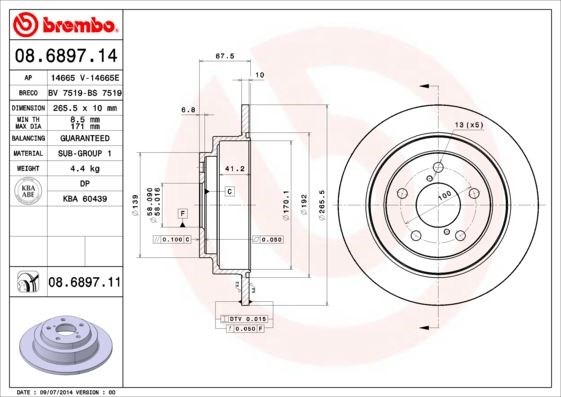 Subaru Impreza Arka Dolu Tip Fren Diski BREMBO