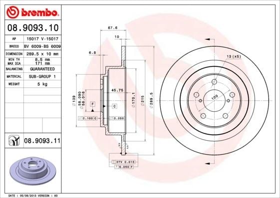 Subaru Arka Fren Diski UV Kaplamalı BREMBO