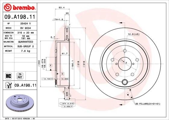 Subaru Arka Fren Diski UV Kaplamalı BREMBO