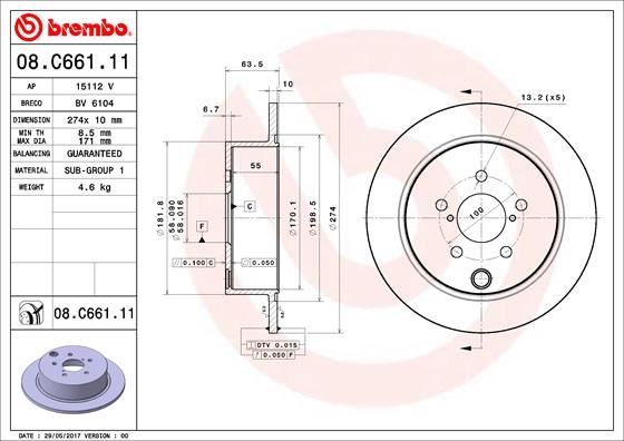 Subaru Forester XV Arka Fren Diski Dolu Tip BREMBO