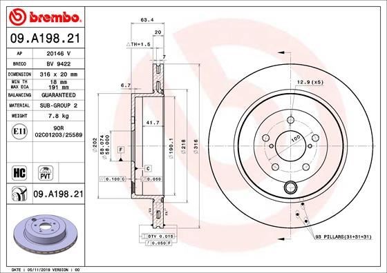 Subaru Arka Fren Diski UV Kaplamalı BREMBO