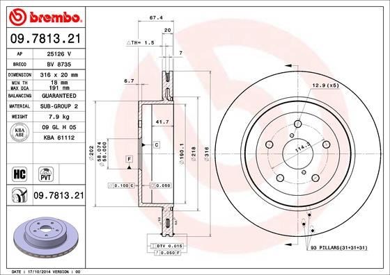 Subaru Arka Fren Diski UV Kaplamalı BREMBO