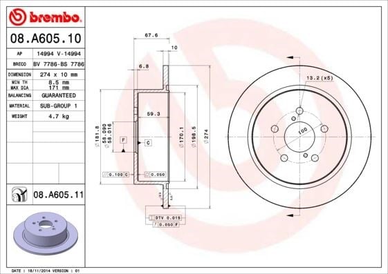 Subaru Arka Fren Diski UV Kaplamalı BREMBO
