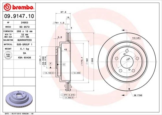 Subaru Arka Fren Diski Standard BREMBO