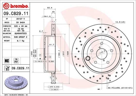 Subaru Arka Fren Diski UV Coated BREMBO