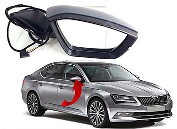 Skoda Superb Dış Dikiz Ayna Komple Sağ Çevre Aydınlatmalı Katlanır GKL