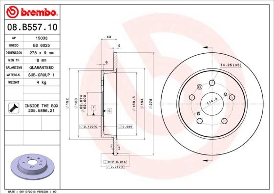 Suzuki SX4 Arka Fren Diski Düz BREMBO