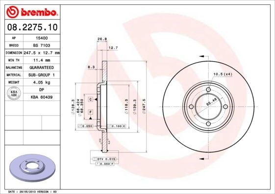 Ford Taunus Ön Fren Diski Standard BREMBO
