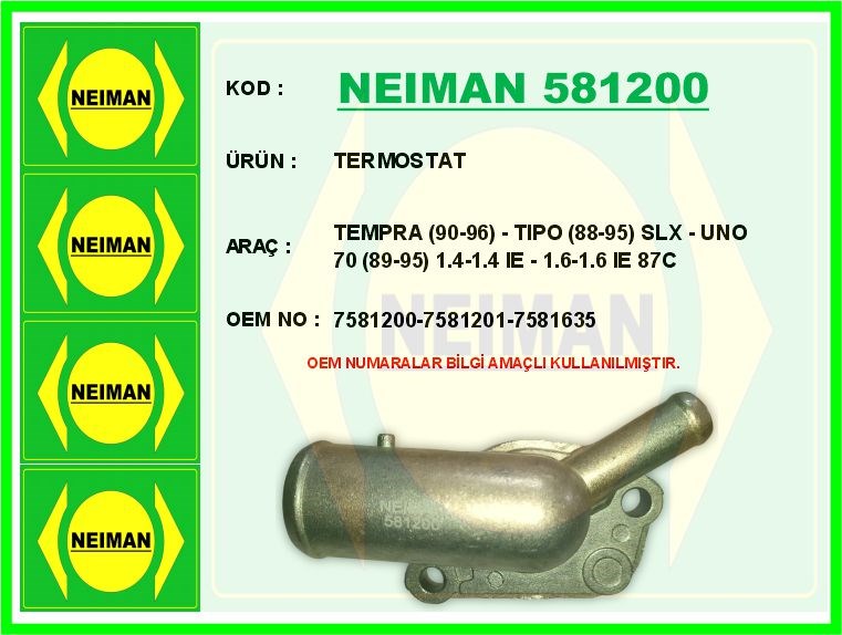 Fiat Tempra Tipo Uno 70 1.4-1.4IE-1.6-1.6IE Termostat 87 C Komple BESCHER
