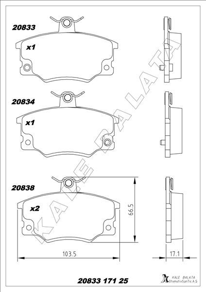 Fiat Tempra Tipo Uno Punto Alfa Romeo 33 145 146 155 Ön Fren Balatası KALE-BALATA