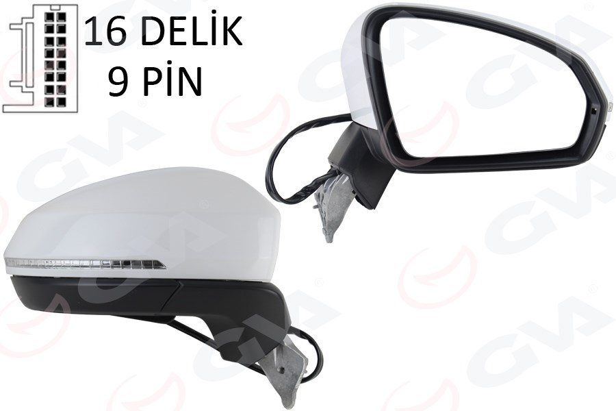 Tiguan Ayna Komple Sağ 9 Pin Aydınlatma Yana Katlanır GKL