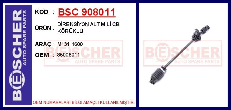 Tofaş 131 Direksiyon Alt Mili CB Körüklü 1600 BESCHER