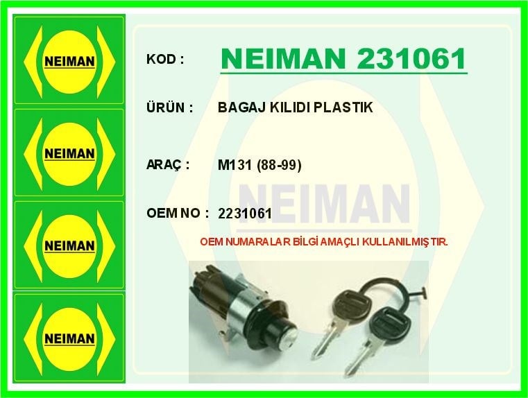 Tofaş M131 Bagaj Kilidi Plastik BESCHER