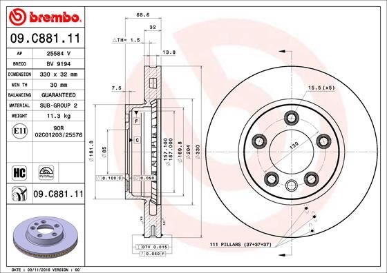 Volkswagen Touareg Ön Fren Aynası Sol BREMBO