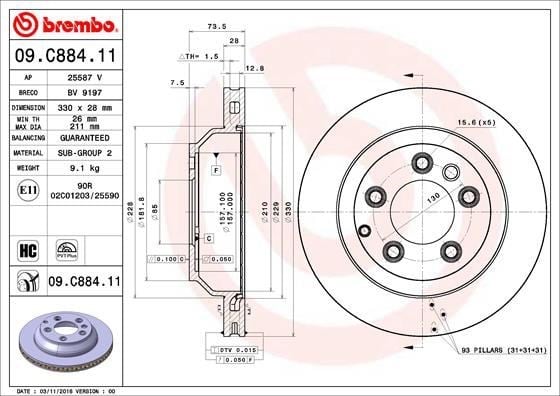 Volkswagen Touareg Arka Fren Aynası Havalı BREMBO