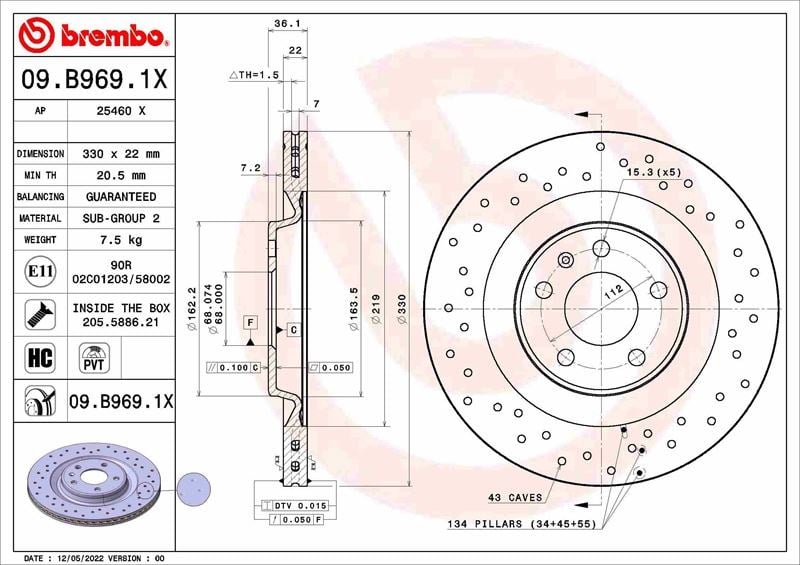 Volkswagen Touareg Arka Fren Aynası Havalı BREMBO