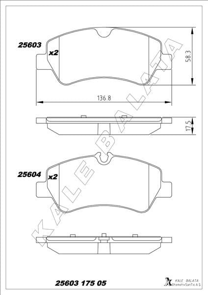 Ford Tourneo Custom Arka Fren Balatası Kablolu KALE-BALATA