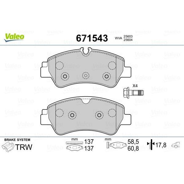 Ford Tourneo Custom Arka Balata Kablosuz VALEO