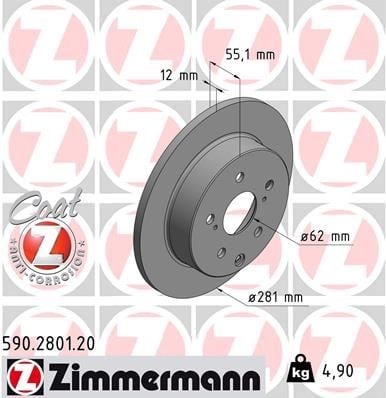 Toyota RAV4 Arka Fren Diski Dolu Tip 281mm ZIMMERMANN
