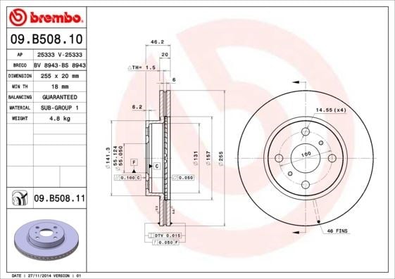 Toyota Ön Fren Diski [UV Kaplamalı] BREMBO