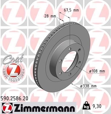 Toyota Land Cruiser Ön Fren Diski Hava Kanallı 338mm ZIMMERMANN