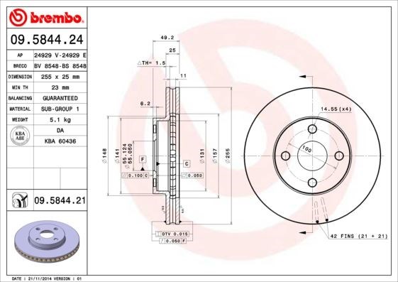 Toyota Ön Fren Diski UV Kaplamalı BREMBO