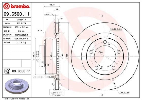 Toyota Land Cruiser 200 Ön Fren Diski Havalı UV Coated BREMBO