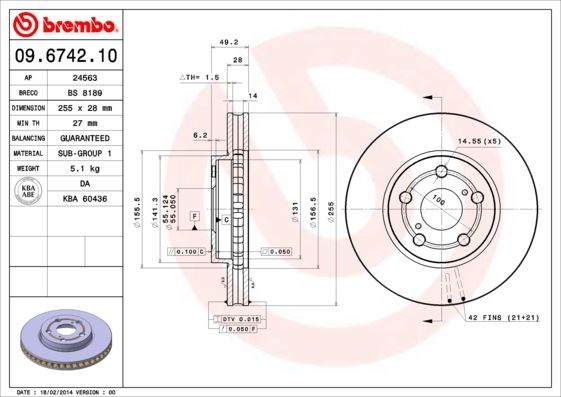 Toyota Ön Fren Diski Standard BREMBO