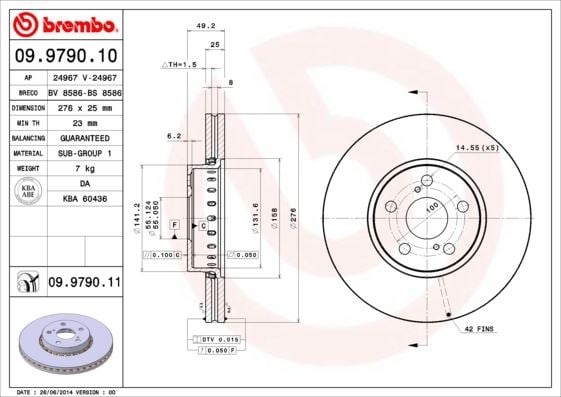 Toyota Ön Fren Diski UV Kaplamalı BREMBO